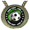 Express Medals Custom Soccer Champ Chain Trophy with 2 Lines of Personalized Text on a Large Rigid Plastic Award Medal and 34 Inch Long Gold Color Neck Chain. FCL542 view 2
