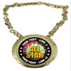 Express Medals Custom All Star Champ Chain Trophy with 2 Lines of Personalized Text on a Large Rigid Plastic Award Medal and 34 Inch Long Gold Color Neck Chain. MY464 view 1