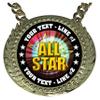 Express Medals Custom All Star Champ Chain Trophy with 2 Lines of Personalized Text on a Large Rigid Plastic Award Medal and 34 Inch Long Gold Color Neck Chain. MY464 view 2