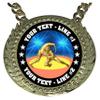 Express Medals Custom Wrestling Champ Chain Trophy with 2 Lines of Personalized Text on a Large Rigid Plastic Award Medal and 34 Inch Long Gold Color Neck Chain. D90 view 2