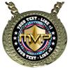 Express Medals Custom MVP Most Valuable Player Champ Chain Trophy with 2 Lines of Personalized Text on a Large Rigid Plastic Award Medal and 34 Inch Long Gold Color Neck Chain. MVP view 2