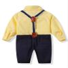 Abolai Gentleman Suspender Outfits Suit with Bowtie for Toddler Boys 3Pcs Woven Shirt and Pants Yellow 100 view 2