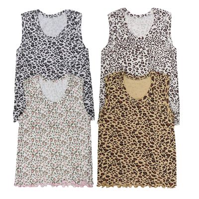 I&S Girl's 4 Pack Sleeveless Tank Tops Soft Cotton Undershirts (12, Cheetah)