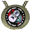Express Medals Custom Weight Lifting Lifter Champ Chain Trophy with 2 Lines of Personalized Text on a Large Rigid Plastic Award Medal and 34 Inch Long Gold Color Neck Chain. FCL574 view 2