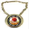 Express Medals Custom Basketball Champ Chain Trophy with 2 Lines of Personalized Text on a Large Rigid Plastic Award Medal and 34 Inch Long Gold Color Neck Chain. FCL412 view 1