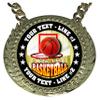 Express Medals Custom Basketball Champ Chain Trophy with 2 Lines of Personalized Text on a Large Rigid Plastic Award Medal and 34 Inch Long Gold Color Neck Chain. FCL412 view 2