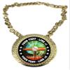 Express Medals Custom T Ball Tee Champ Chain Trophy with 2 Lines of Personalized Text on a Large Rigid Plastic Award Medal and 34 Inch Long Gold Color Neck Chain. MY403 view 1