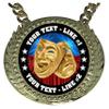 Express Medals Custom Drama Acting Champ Chain Trophy with 2 Lines of Personalized Text on a Large Rigid Plastic Award Medal and 34 Inch Long Gold Color Neck Chain. D19 view 2