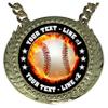 Express Medals Custom Flame Baseball Champ Chain Trophy with 2 Lines of Personalized Text on a Large Rigid Plastic Award Medal and 34 Inch Long Gold Color Neck Chain. EMFCL808 view 2