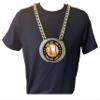Express Medals Custom Flame Baseball Champ Chain Trophy with 2 Lines of Personalized Text on a Large Rigid Plastic Award Medal and 34 Inch Long Gold Color Neck Chain. EMFCL808 view 3