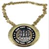 Express Medals Custom Chess Champ Chain Trophy with 2 Lines of Personalized Text on a Large Rigid Plastic Award Medal and 34 Inch Long Gold Color Neck Chain. Chess view 1