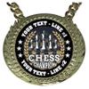 Express Medals Custom Chess Champ Chain Trophy with 2 Lines of Personalized Text on a Large Rigid Plastic Award Medal and 34 Inch Long Gold Color Neck Chain. Chess view 2