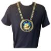 Express Medals Custom Scholastic Book Lamp Champ Chain Trophy with 2 Lines of Personalized Text on a Large Rigid Plastic Award Medal and 34 Inch Long Gold Color Neck Chain. D40 view 3