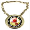 Express Medals Custom Basketball Hoops Champ Chain Trophy with 2 Lines of Personalized Text on a Large Rigid Plastic Award Medal and 34 Inch Long Gold Color Neck Chain. FCL411 view 1