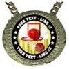 Express Medals Custom Basketball Hoops Champ Chain Trophy with 2 Lines of Personalized Text on a Large Rigid Plastic Award Medal and 34 Inch Long Gold Color Neck Chain. FCL411 view 2
