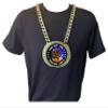 Express Medals Custom Cycling Champ Chain Trophy with 2 Lines of Personalized Text on a Large Rigid Plastic Award Medal and 34 Inch Long Gold Color Neck Chain. FCL449 view 3