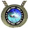 Express Medals Custom Swimming Swimmer Champ Chain Trophy with 2 Lines of Personalized Text on a Large Rigid Plastic Award Medal and 34 Inch Long Gold Color Neck Chain. FCL560 view 2