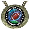 Express Medals Custom Football Champ Chain Trophy with 2 Lines of Personalized Text on a Large Rigid Plastic Award Medal and 34 Inch Long Gold Color Neck Chain. MY422 view 2