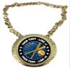 Express Medals Custom Baseball Champ Chain Trophy with 2 Lines of Personalized Text on a Large Rigid Plastic Award Medal and 34 Inch Long Gold Color Neck Chain. EG10 view 1