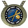 Express Medals Custom Baseball Champ Chain Trophy with 2 Lines of Personalized Text on a Large Rigid Plastic Award Medal and 34 Inch Long Gold Color Neck Chain. EG10 view 2