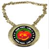 Express Medals Custom Halloween Pumpkin Champ Chain Trophy with 2 Lines of Personalized Text on a Large Rigid Plastic Award Medal and 34 Inch Long Gold Color Neck Chain. FCL493 view 1