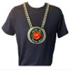 Express Medals Custom Halloween Pumpkin Champ Chain Trophy with 2 Lines of Personalized Text on a Large Rigid Plastic Award Medal and 34 Inch Long Gold Color Neck Chain. FCL493 view 3