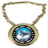 Express Medals Custom Snow Mobile Machine Champ Chain Trophy with 2 Lines of Personalized Text on a Large Rigid Plastic Award Medal and 34 Inch Long Gold Color Neck Chain. MY441 view 1