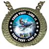 Express Medals Custom Snow Mobile Machine Champ Chain Trophy with 2 Lines of Personalized Text on a Large Rigid Plastic Award Medal and 34 Inch Long Gold Color Neck Chain. MY441 view 2