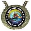 Express Medals Custom Go Kart Champ Chain Trophy with 2 Lines of Personalized Text on a Large Rigid Plastic Award Medal and 34 Inch Long Gold Color Neck Chain. MY426 view 2
