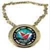 Express Medals Custom Bag Toss Cornhole Champ Chain Trophy with 2 Lines of Personalized Text on a Large Rigid Plastic Award Medal and 34 Inch Long Gold Color Neck Chain. MY469 view 1