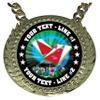 Express Medals Custom Bag Toss Cornhole Champ Chain Trophy with 2 Lines of Personalized Text on a Large Rigid Plastic Award Medal and 34 Inch Long Gold Color Neck Chain. MY469 view 2