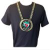 Express Medals Custom Bag Toss Cornhole Champ Chain Trophy with 2 Lines of Personalized Text on a Large Rigid Plastic Award Medal and 34 Inch Long Gold Color Neck Chain. MY469 view 3
