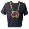 Express Medals Custom Kickball Champ Chain Trophy with 2 Lines of Personalized Text on a Large Rigid Plastic Award Medal and 34 Inch Long Gold Color Neck Chain. FCL503 view 3