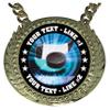 Express Medals Custom Ice Hockey Champ Chain Trophy with 2 Lines of Personalized Text on a Large Rigid Plastic Award Medal and 34 Inch Long Gold Color Neck Chain. MY427 view 2