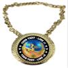 Express Medals Custom Third Place Champ Chain Trophy with 2 Lines of Personalized Text on a Large Rigid Plastic Award Medal and 34 Inch Long Gold Color Neck Chain. D03 view 1