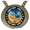 Express Medals Custom Third Place Champ Chain Trophy with 2 Lines of Personalized Text on a Large Rigid Plastic Award Medal and 34 Inch Long Gold Color Neck Chain. D03 view 2