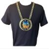 Express Medals Custom Third Place Champ Chain Trophy with 2 Lines of Personalized Text on a Large Rigid Plastic Award Medal and 34 Inch Long Gold Color Neck Chain. D03 view 3