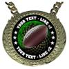 Express Medals Custom Football Champ Chain Trophy with 2 Lines of Personalized Text on a Large Rigid Plastic Award Medal and 34 Inch Long Gold Color Neck Chain. FCL475 view 2
