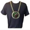 Express Medals Custom Football Champ Chain Trophy with 2 Lines of Personalized Text on a Large Rigid Plastic Award Medal and 34 Inch Long Gold Color Neck Chain. FCL475 view 3