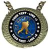 Express Medals Custom Hockey Champ Chain Trophy with 2 Lines of Personalized Text on a Large Rigid Plastic Award Medal and 34 Inch Long Gold Color Neck Chain. EG32 view 2