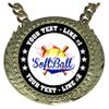 Express Medals Custom Softball Champ Chain Trophy with 2 Lines of Personalized Text on a Large Rigid Plastic Award Medal and 34 Inch Long Gold Color Neck Chain. EG190 view 2