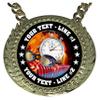 Express Medals Custom Flame Swimming Champ Chain Trophy with 2 Lines of Personalized Text on a Large Rigid Plastic Award Medal and 34 Inch Long Gold Color Neck Chain. EMFCL811 view 2
