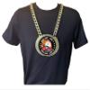 Express Medals Custom Flame Swimming Champ Chain Trophy with 2 Lines of Personalized Text on a Large Rigid Plastic Award Medal and 34 Inch Long Gold Color Neck Chain. EMFCL811 view 3