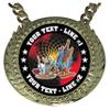 Express Medals Custom Art Champ Chain Trophy with 2 Lines of Personalized Text on a Large Rigid Plastic Award Medal and 34 Inch Long Gold Color Neck Chain. FCL405 view 2