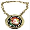 Express Medals Custom Santa Claus Christmas Champ Chain Trophy with 2 Lines of Personalized Text on a Large Rigid Plastic Award Medal and 34 Inch Long Gold Color Neck Chain. MY481 view 1