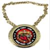Express Medals Custom Chili Cook Off Champ Chain Trophy with 2 Lines of Personalized Text on a Large Rigid Plastic Award Medal and 34 Inch Long Gold Color Neck Chain. FCL437 view 1