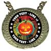 Express Medals Custom Pumpkin Halloween Champ Chain Trophy with 2 Lines of Personalized Text on a Large Rigid Plastic Award Medal and 34 Inch Long Gold Color Neck Chain. MY478 view 2