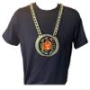 Express Medals Custom Pumpkin Halloween Champ Chain Trophy with 2 Lines of Personalized Text on a Large Rigid Plastic Award Medal and 34 Inch Long Gold Color Neck Chain. MY478 view 3