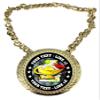 Express Medals Custom Book and Lamp Scholastic Champ Chain Trophy with 2 Lines of Personalized Text on a Large Rigid Plastic Award Medal and 34 Inch Long Gold Color Neck Chain. FCL418 view 1