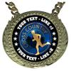 Express Medals Custom Cross Country Champ Chain Trophy with 2 Lines of Personalized Text on a Large Rigid Plastic Award Medal and 34 Inch Long Gold Color Neck Chain. EG20 view 2